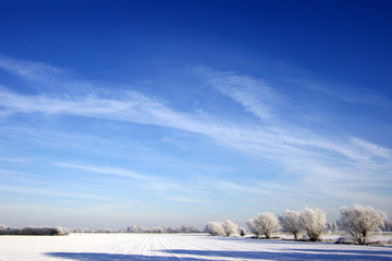 Winterlandschaft, Schnee, Frost, Landschaft, Himmel, 