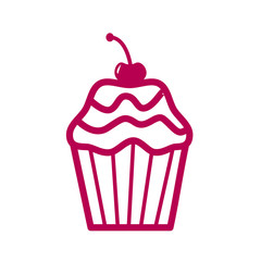 Outline icon. Rose lineart. Hand drawn. Simple icon. Cupcake. Muffin