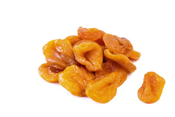 Arid apricots on a white background