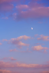 Evening sky with clouds and moon. Golden hours sky - 331774174