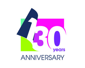 130 years anniversary colored logo isolated on a white background for the celebration of the company. Vector Illustration Design Template