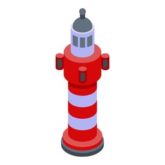 Port lighthouse icon. Isometric of port lighthouse vector icon for web design isolated on white background