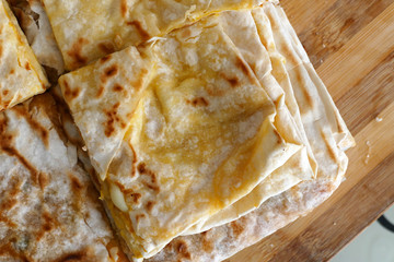 pastries at home, egg pastries made from dough at home,