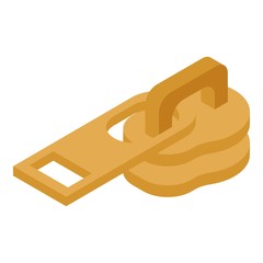 Gold zipper puller icon. Isometric of gold zipper puller vector icon for web design isolated on white background