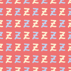 Fototapeta premium Lowercase letter Z seamless vector pattern. Hand written character illustration background.