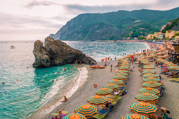 pebble beach Monterosso on vacation Cinque terre Monterosso al Mare pebble beach Cinque Terre,...