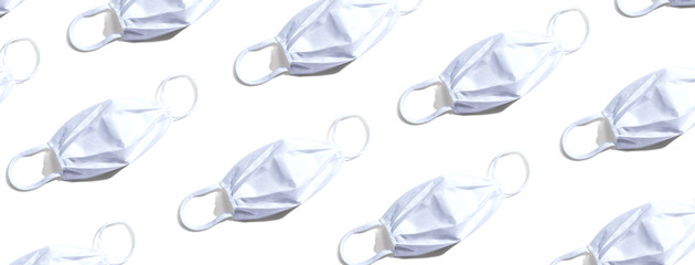 White surgical masks overhead view - flat lay