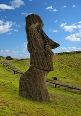 Easter Island – Moai stone statue at the Ranu Raraku vulcano