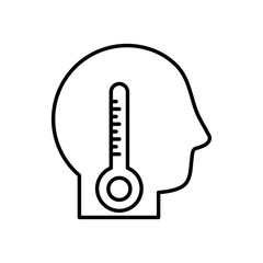 avatar head with thermometer symbol line style icon vector design