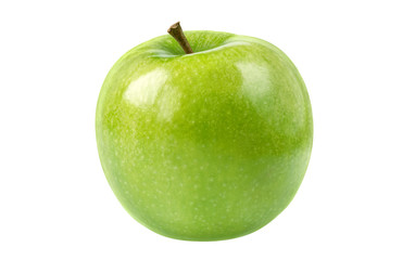 Ideal green apple isolated on white. Ready for clipping path.