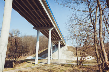 Road concrete bridge on the highway