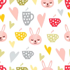 Gordijnen Naadloze herfst coffee and tea seamless pattern  © Chistoprudnaya