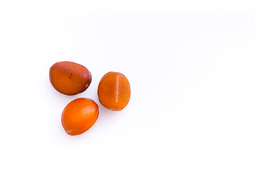 salak fruit seeds, isolated white background and copyspace, scientific name: Salacca zalacca