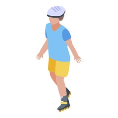 Skating boy icon. Isometric of skating boy vector icon for web design isolated on white background