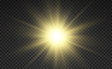 White beautiful light explodes with a transparent explosion. Vector, bright illustration for perfect effect with sparkles. Bright Star. Transparent shine of the gloss gradient, bright flash