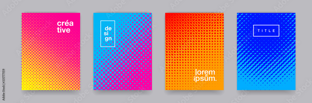 Leinwandbilder Color gradient background, geometric halftone pattern, vector abstract trendy graphic design. Simple minimal halftone color gradient, modern pattern backgrounds