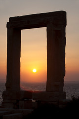 Naxos Town, Naxos / Greece - August 25, 2014: Gate of the temple of Apollo, Portara, Naxos Town,...