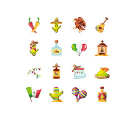 Naklejka premium set of icons cinco de mayo on white background
