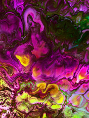 Abstract neon art painting, creative hand painted background, acrylic painting on canvas, marble texture, liquid artwork.