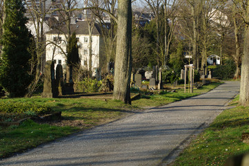 Fototapeta na wymiar Friedhofsweg - Altstadtfriedhof Mülheim an der Ruhr