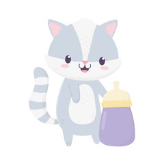 baby shower raccoon and milk bottle cartoon decoration