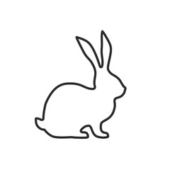 Black Rabbit Line Icon on white Background - Vector