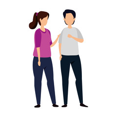 young couple avatar character icon vector illustration design