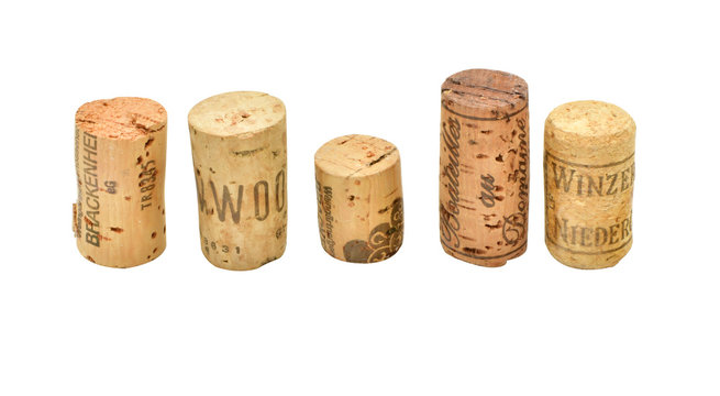 Korken in Reihe von schr&auml;g oben