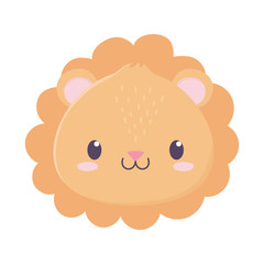 cute lion face animal cartoon isolated icon