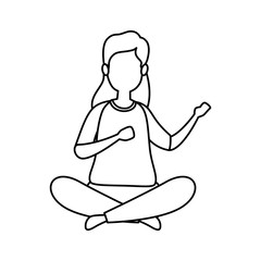 beautiful woman sitting line style icon vector illustration design