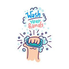 Virus protection stickers in hand drawn style