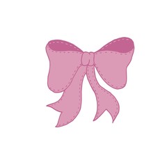 vector element, cute pink bow with decorative stitch for a child