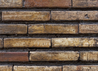 weathered brick wall close up background, filtered image