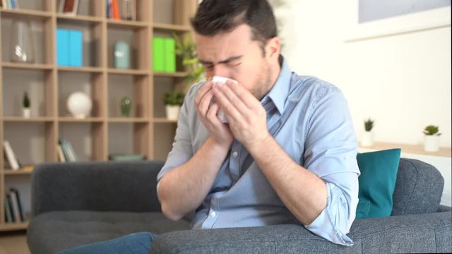Video about ill man suffering pneumonia symptoms and flu