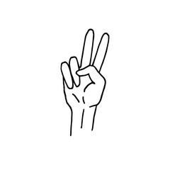 Vector black hand drawn doodle sketch peace sign isolated on white background