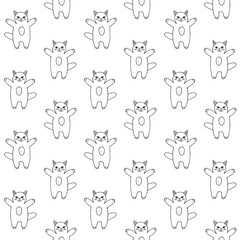 Vector seamless pattern of hand drawn doodle sketch cat isolated on white background