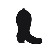 Vector black cowboy western boot silhouette isolated on white background