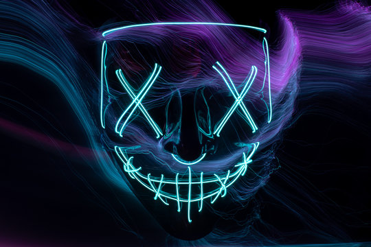 Neon Blue Glow Mask In The Dark