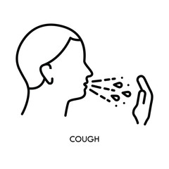 Cough line icon. Sign of flu or coronavirus symptom. Personal Hygiene - Covering Mouth with hand while cough. Sign for medical poster.