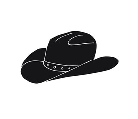 Vector black hand drawn doodle sketch cowboy hat isolated on white background