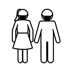 female and male avatar with mask line style icon vector design