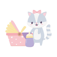 baby shower raccoon stroller milk bottle cartoon decoration