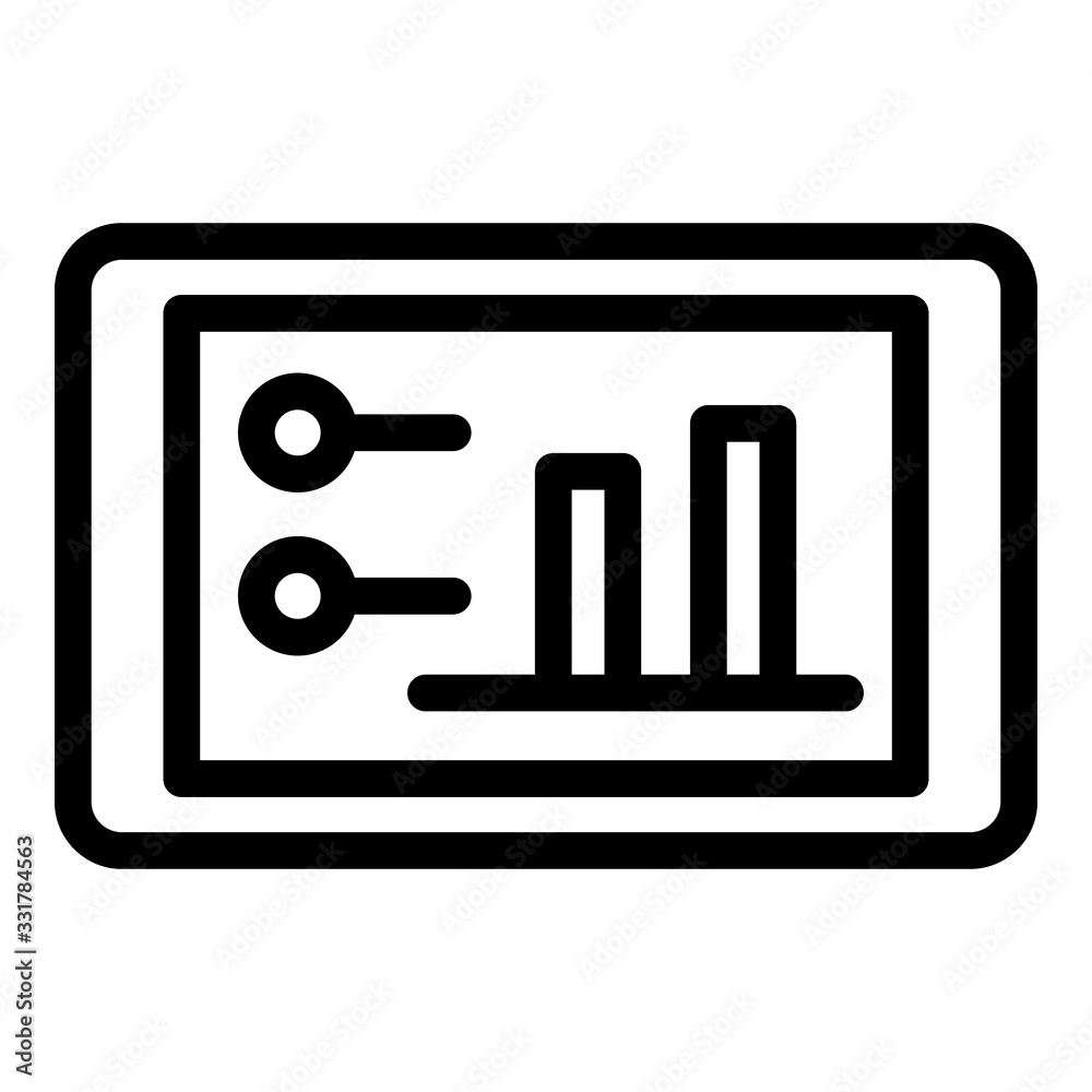 Poster Tablet graph chart icon. Outline tablet graph chart vector icon for web design isolated on white background