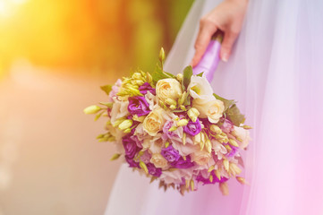 beauty wedding bouquet of violet and white roses