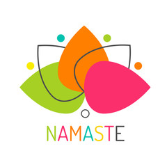 Minimal Colorful Lotus Namaste Yoga Sign