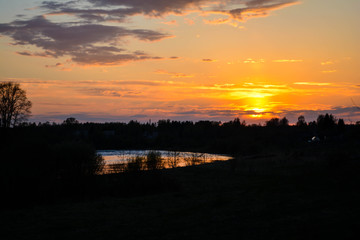 sunset over river