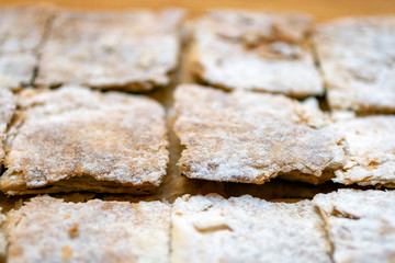 Baked dough sheets of a Napoleon cake