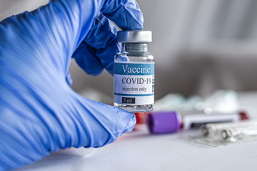 vial, covid-19, coronavirus vaccine ampoule, bottle for injection with syringe