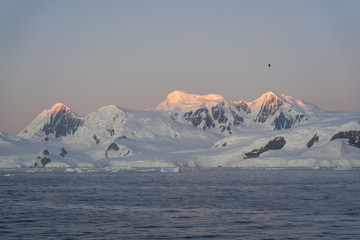 Sunrise in the Errera Channel in Antarctica
