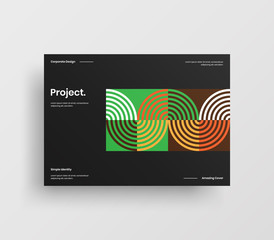 Fototapeta premium Creative business presentation vector A4 horizontal orientation front page mock up. Modern corporate report cover abstract geometric illustration design layout. Company identity brochure template.